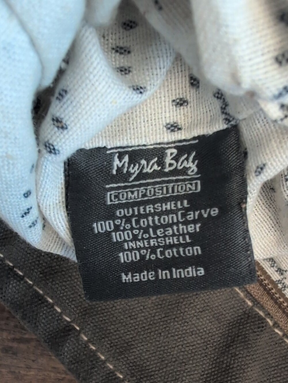 Myra Bag Brown and Tan Floral Side Canvas Leather Tote Shoulder Bag 860A - Picture 9 of 10